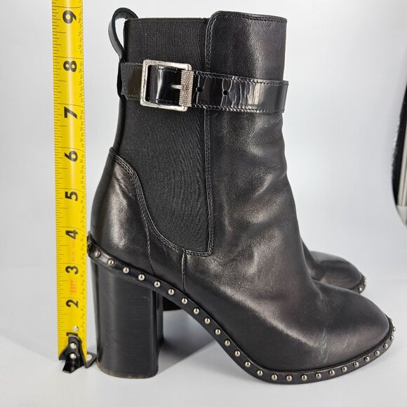 Rag Bone Ankle Booty Boots Women 36.5 US 6.5 Black Leather Stud Stretch Heel - Picture 12 of 12